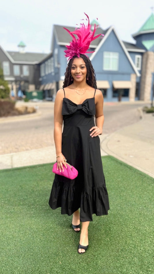 Millie Bow Midi Dress - Black