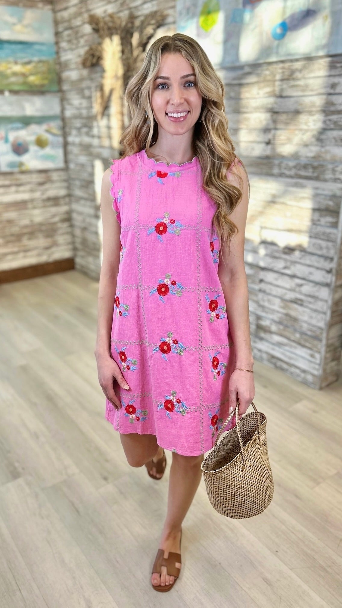 Lori Embroidered Dress - Pink
