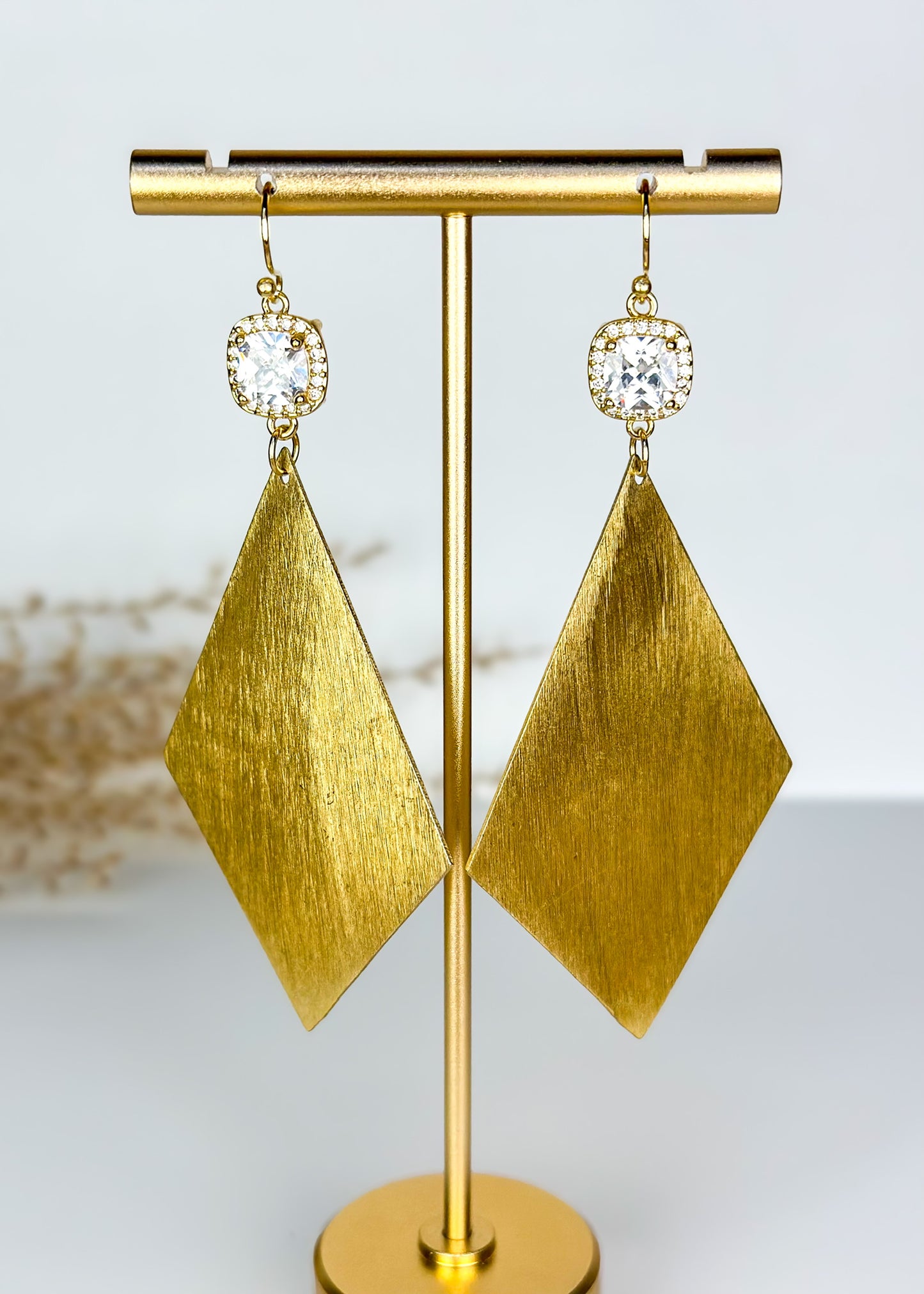 Gold Diamond Bling Dangle Earrings