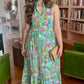 Tabi Swirl Midi Dress - Aqua Multi