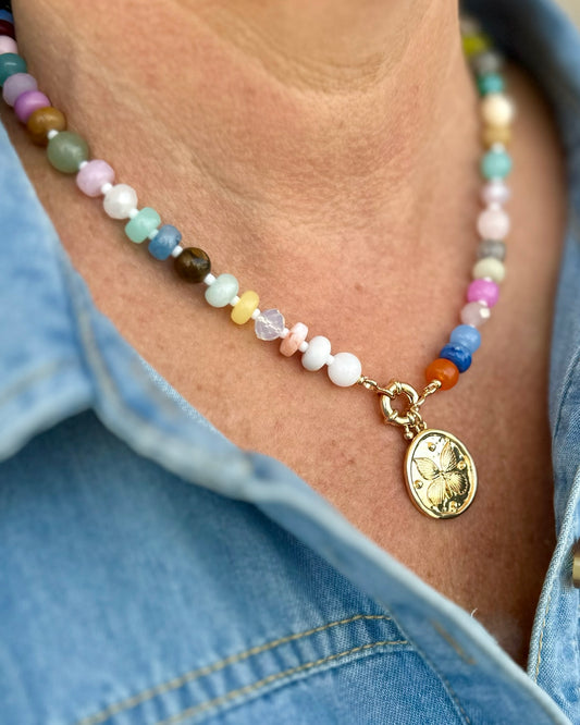 Butterfly Pendant Bead Necklace