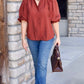 Julia Rhinestone Studded Top - Umber