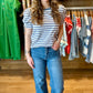 Emily Pleated Stripe Top - Slate