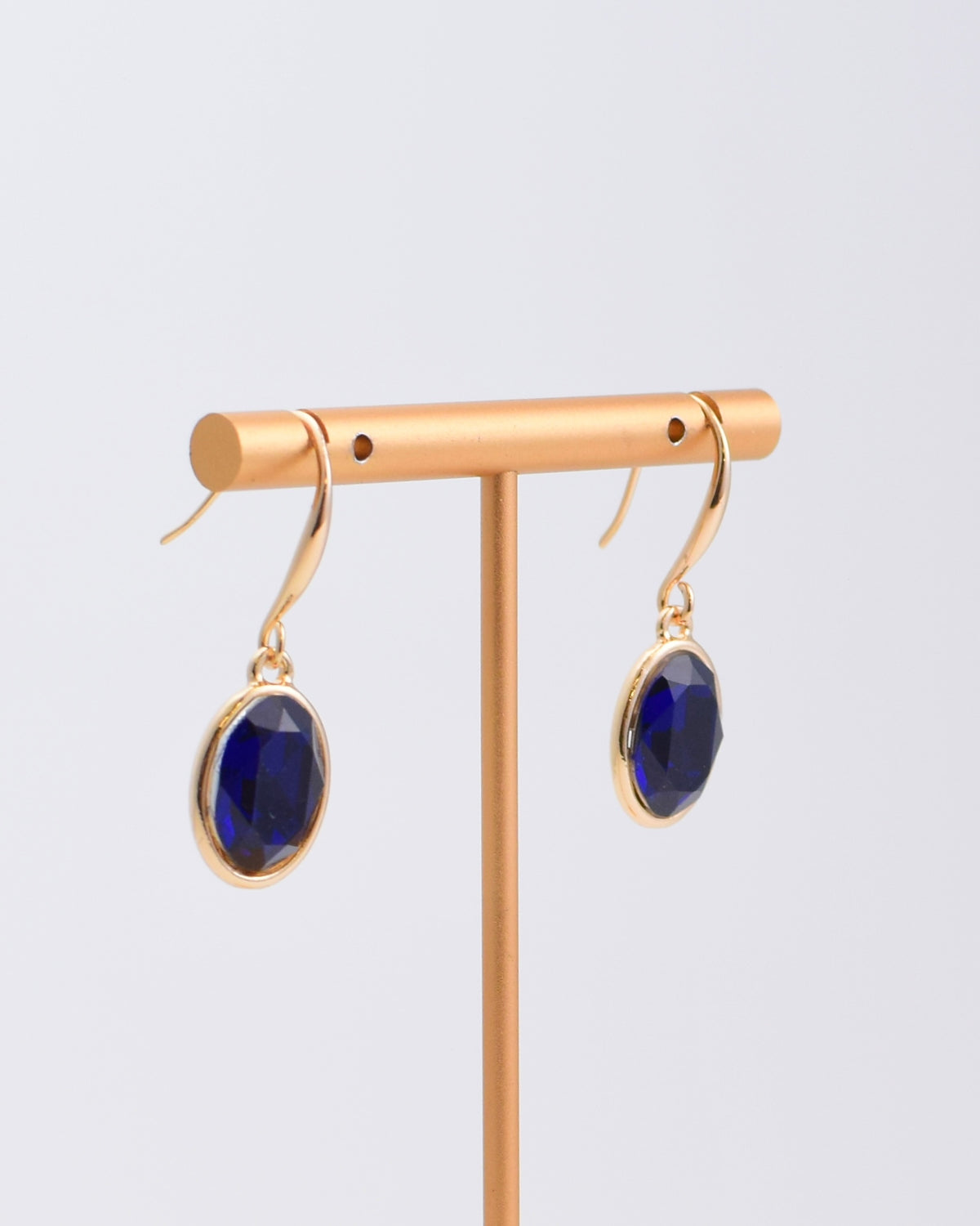 Navy Oval Crystal Earrings