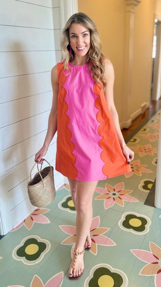 Hailey Sunkist Dress - Orange/Pink