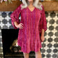 Uncle Frank Raspberry Striped Velvet Dress