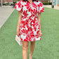 Sofia Nelda Dress - Red Damascus