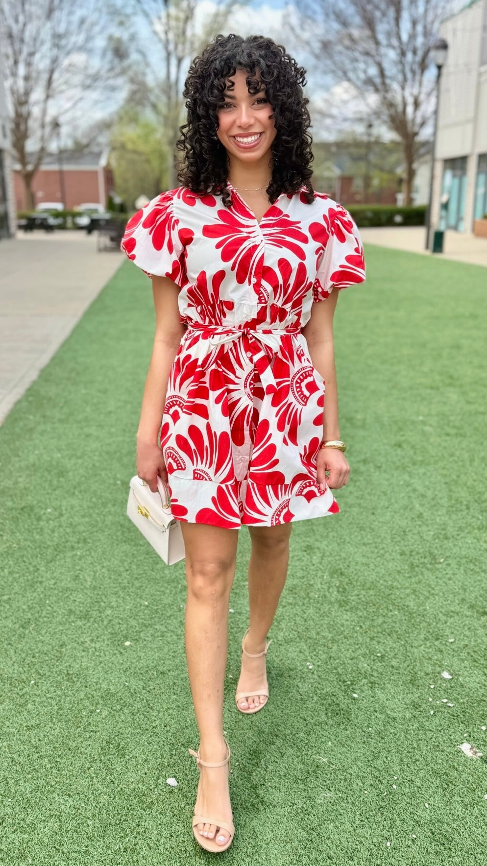 Sofia Nelda Dress - Red Damascus