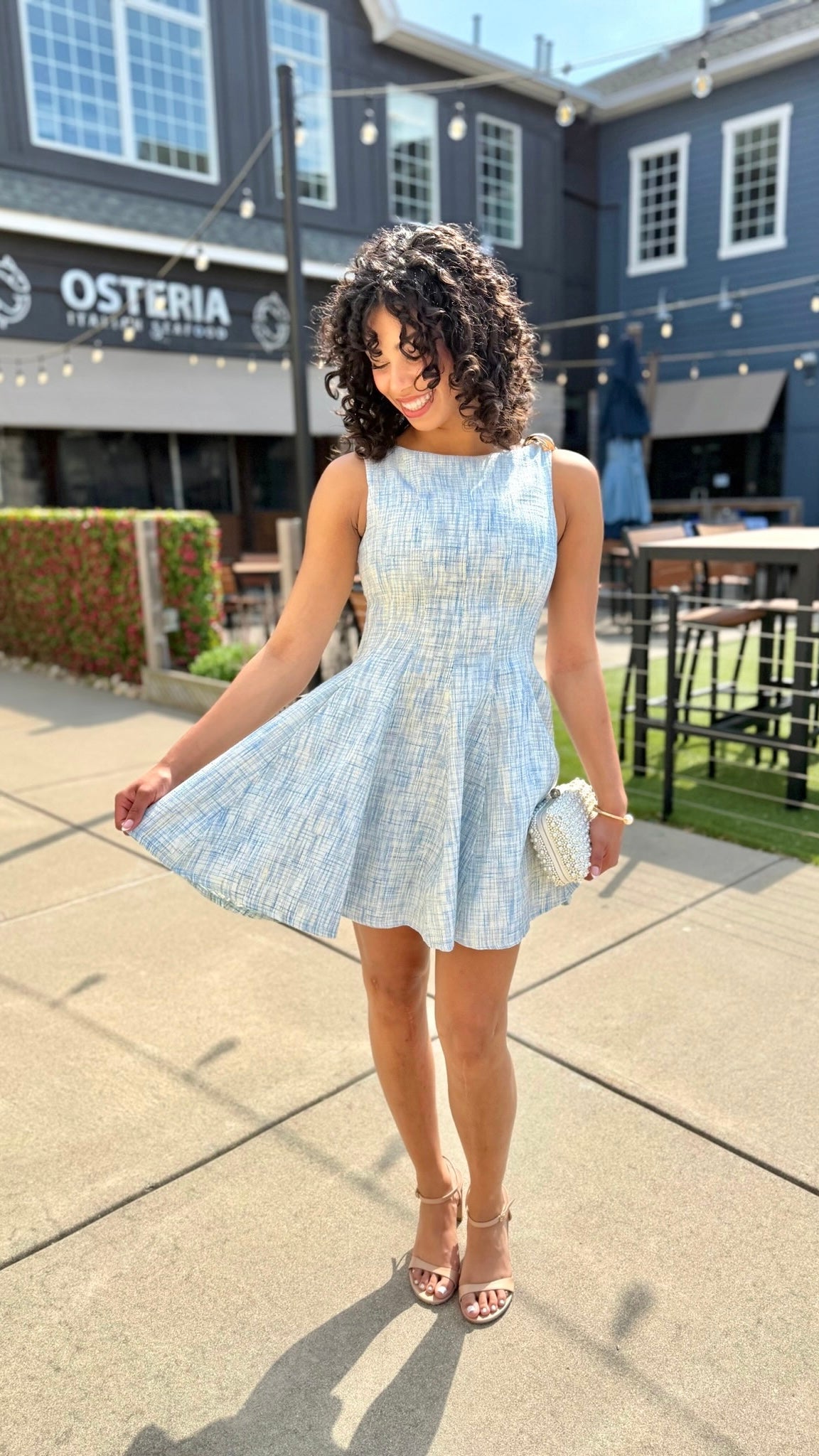 Katie Tweed Dress - Blue