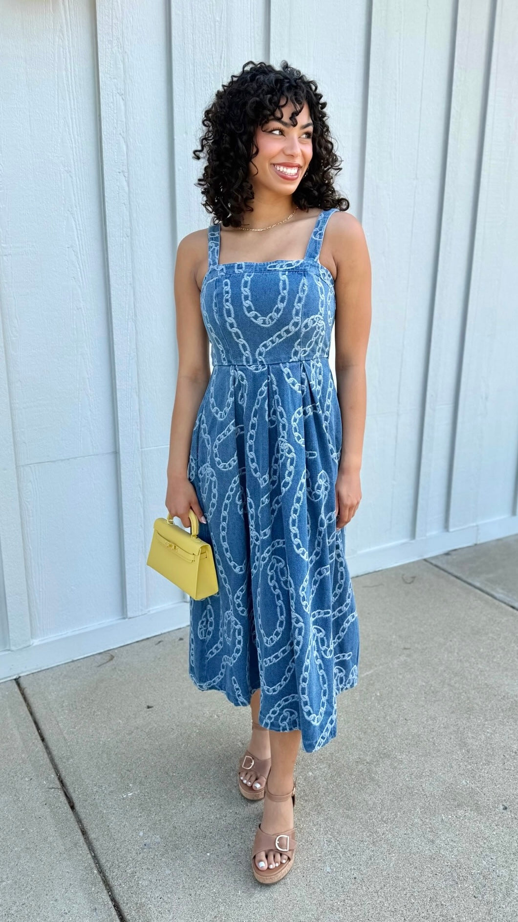 Jackie Chain Midi Dress - Denim