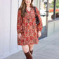 Autumn Paisley Dress - Brick