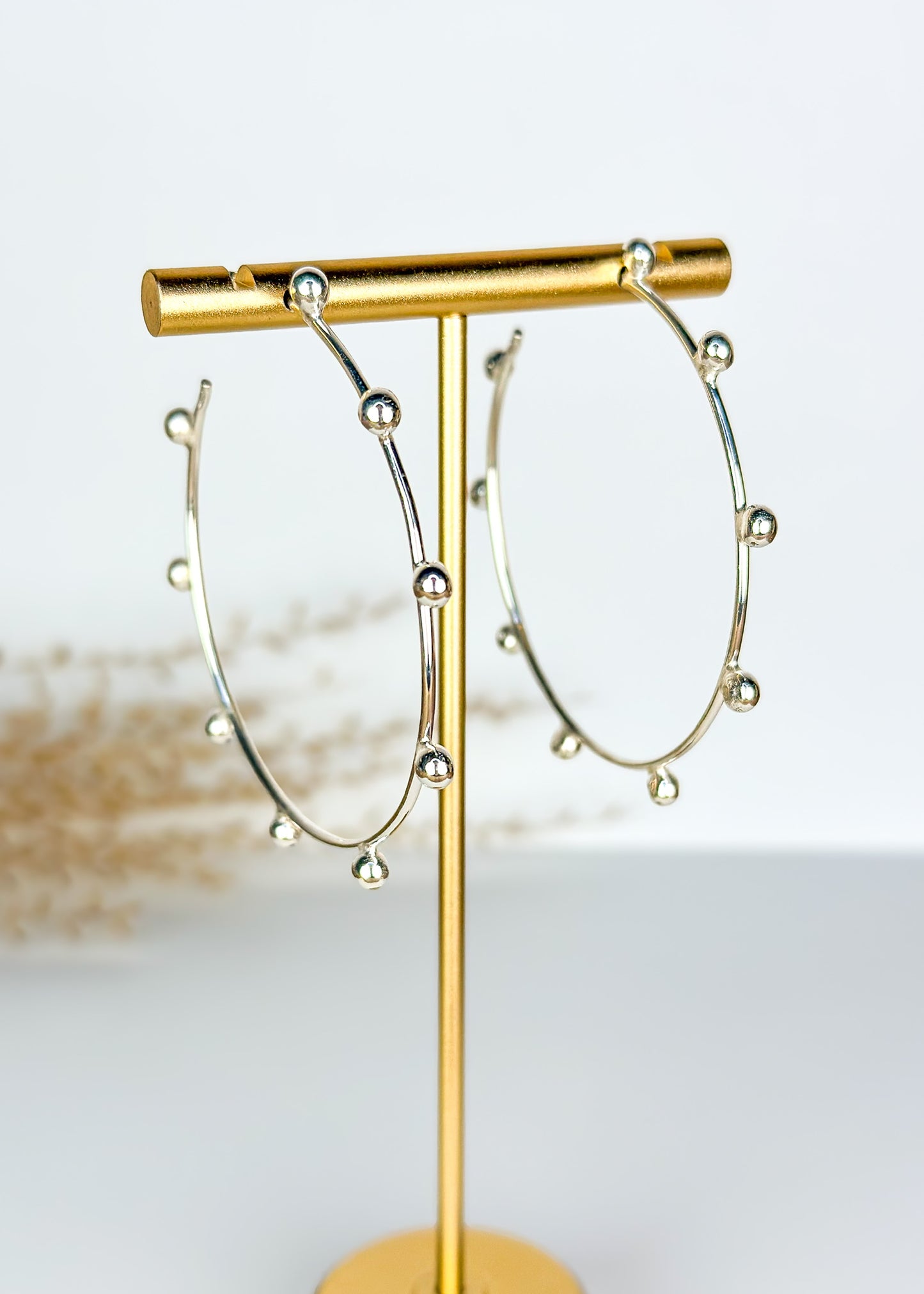 Silver Dotted Hoop Earrings - Small