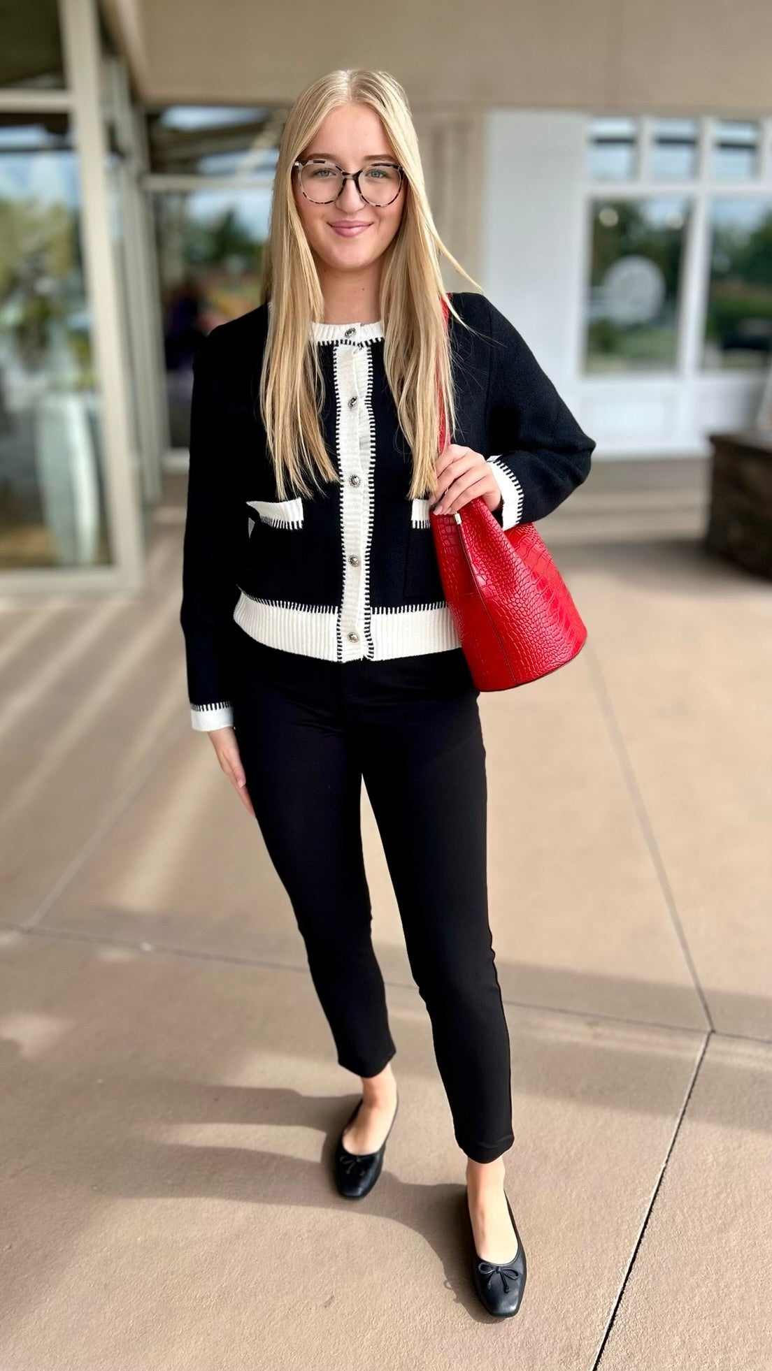 Elegant Ivory Trim Cardigan
