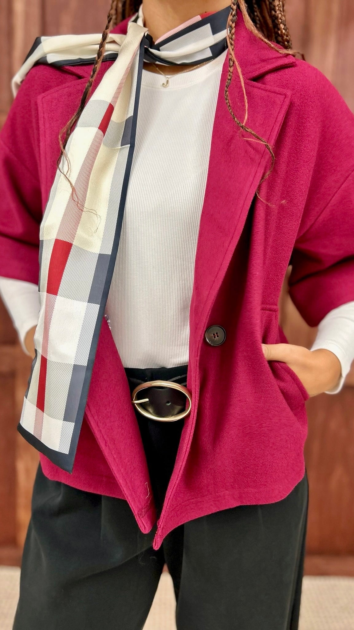 Burgundy 3/4 Sleeve Jacket
