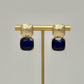 Bold Square Stone Earrings - Navy