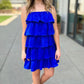 Time To Shine Satin Ruffle Dress - Blue