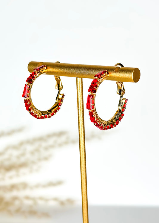 Everyday Huggie Hoop Earrings - Red