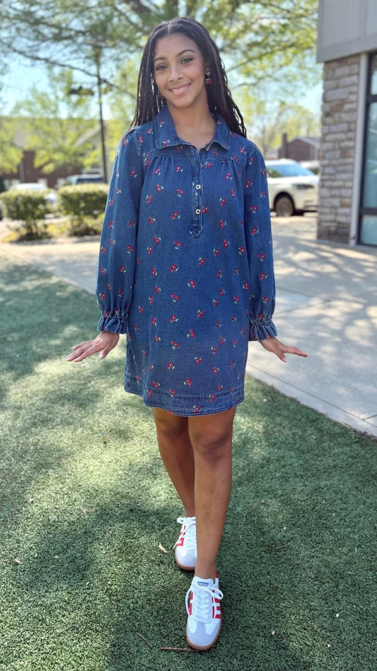 Cherry on Top Denim Dress