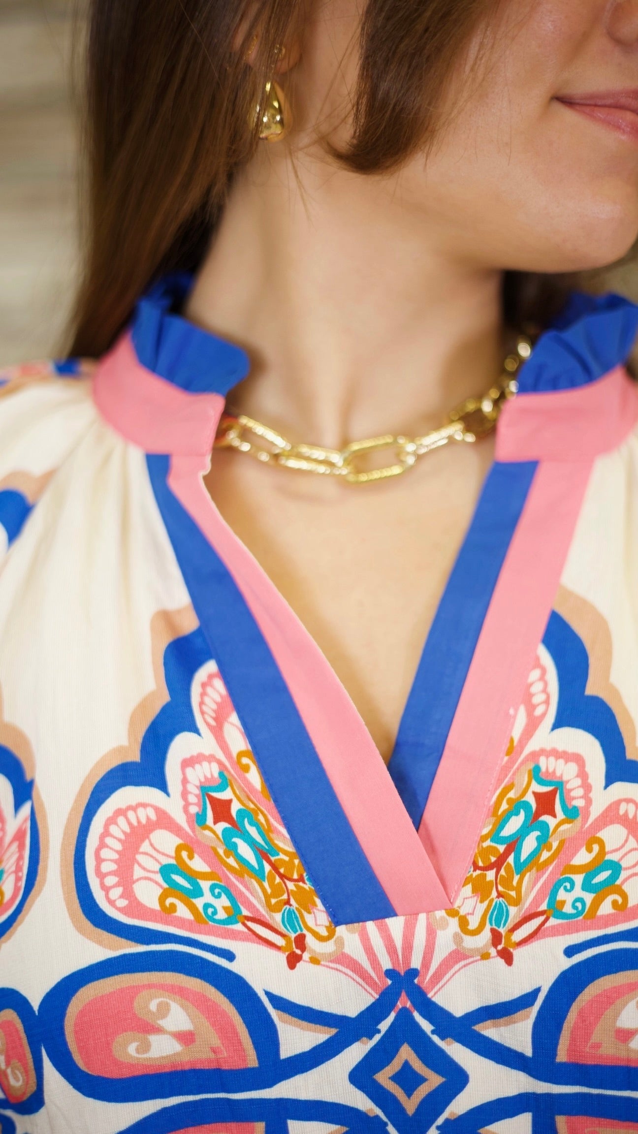 Isla Floral Top - Ecru