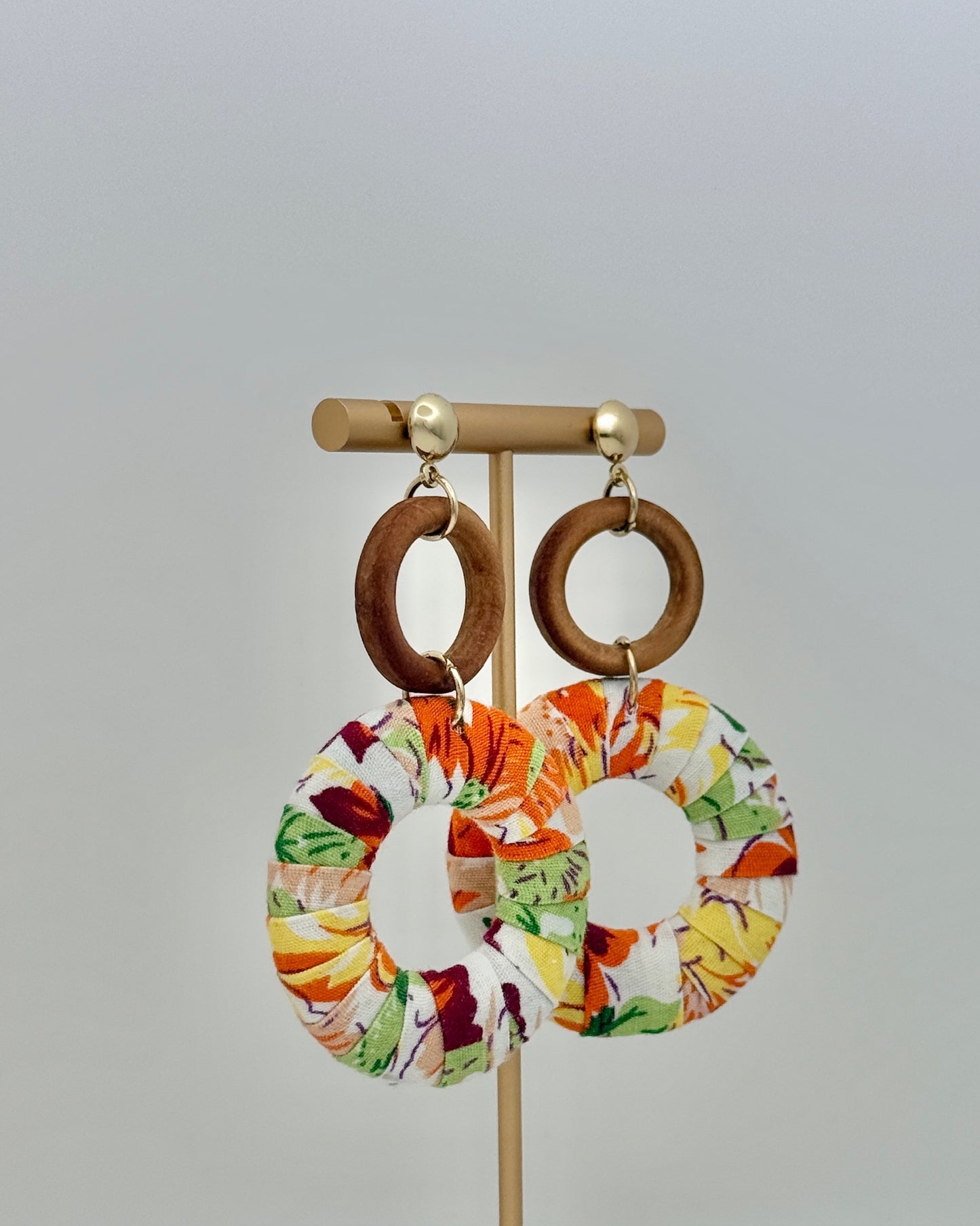 Fabric Wrapped Earring - Orange