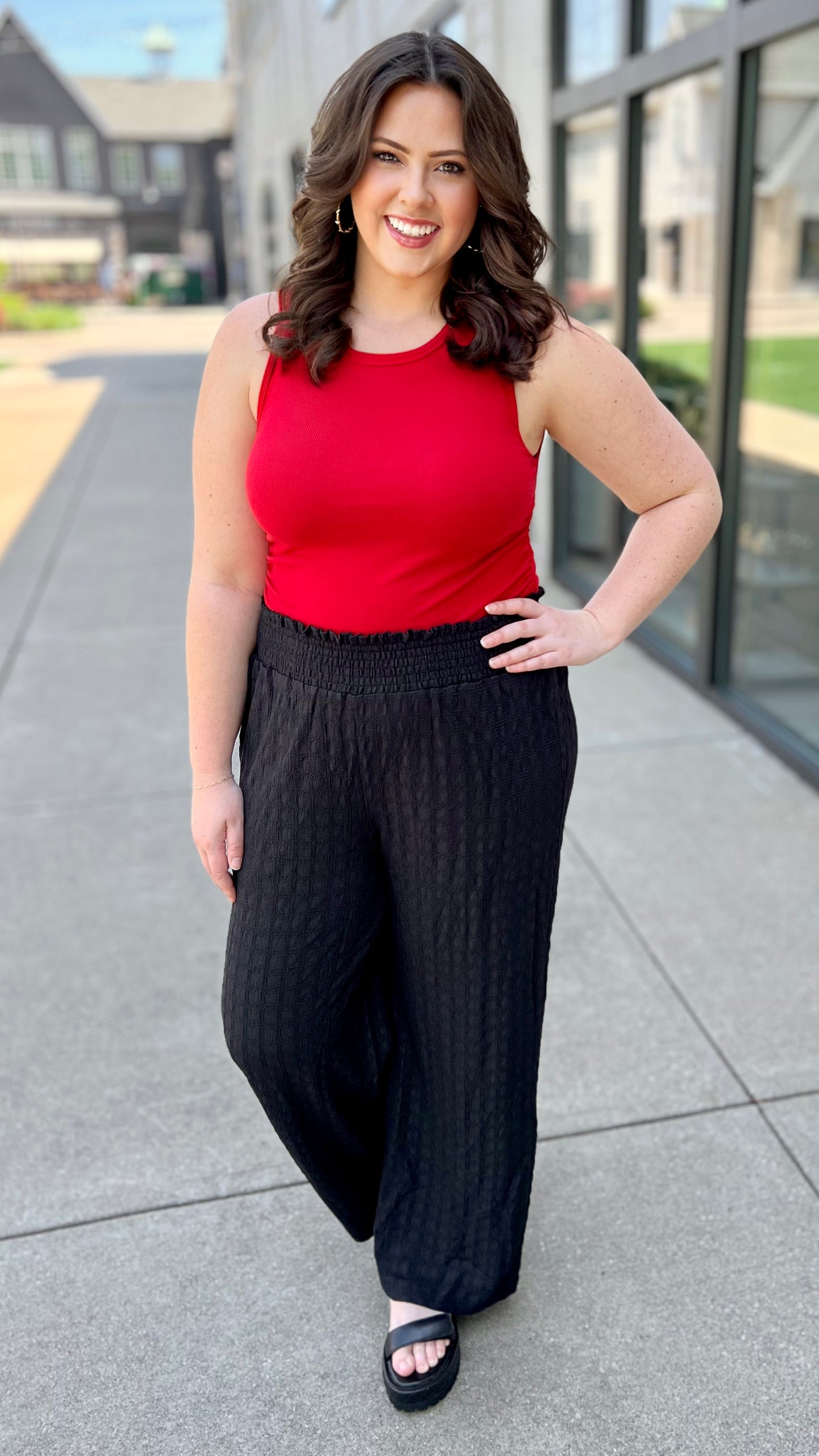 Terrific Textured Wide Leg Pant - Black