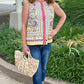 Yellow Floral Sleeveless Blouse