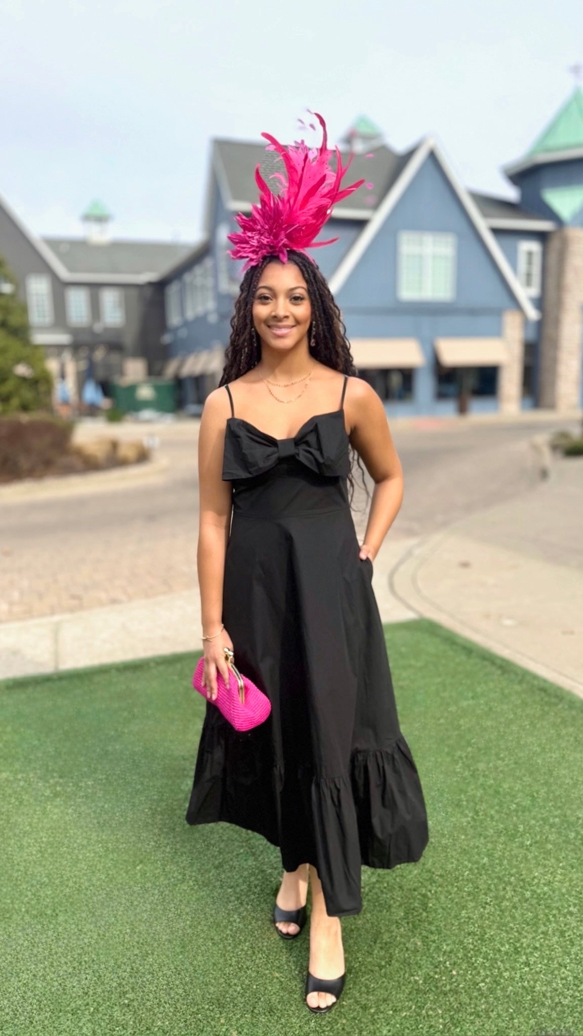 Millie Bow Midi Dress - Black