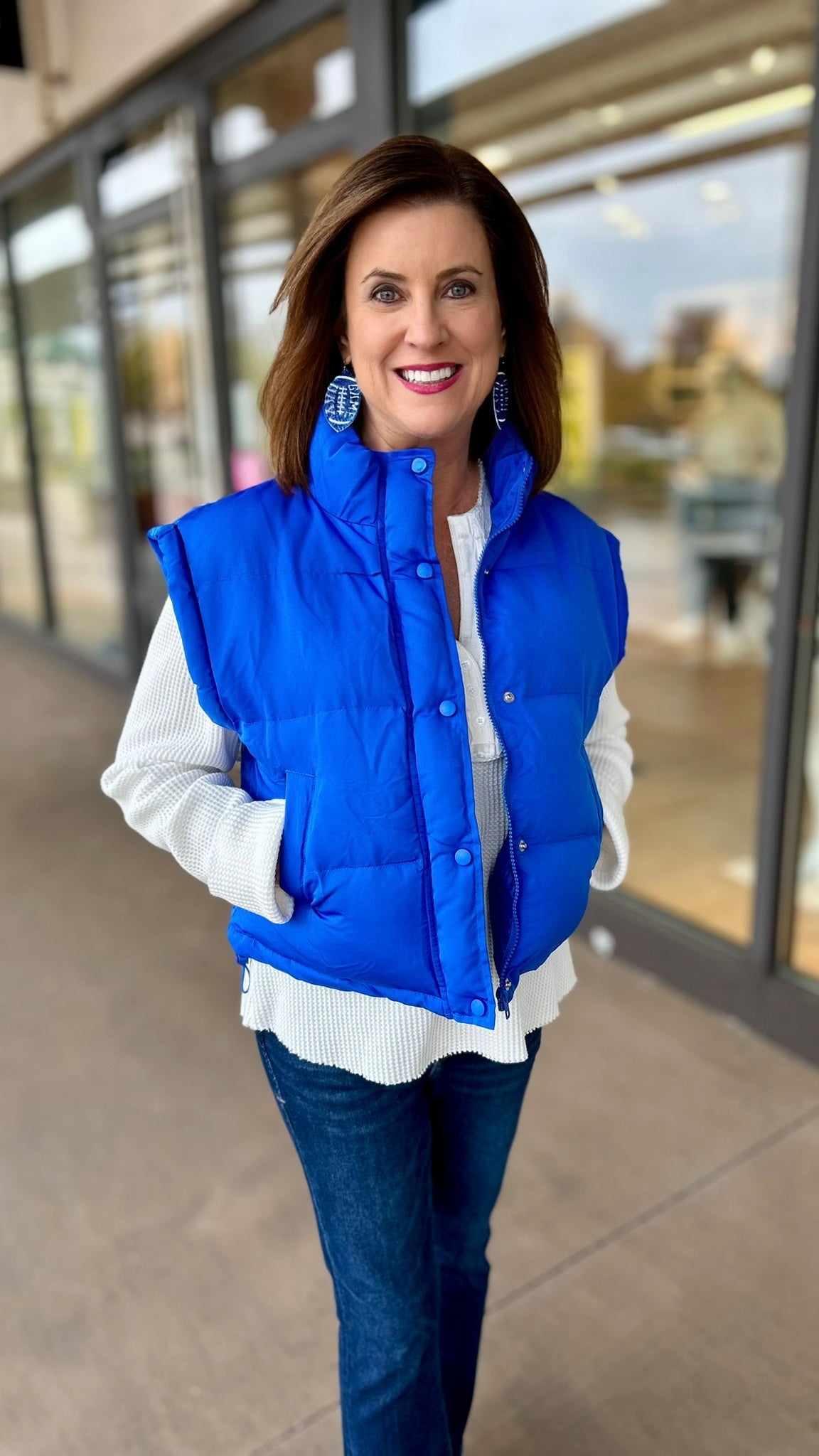 Cecile Puffer Vest - Royal Blue