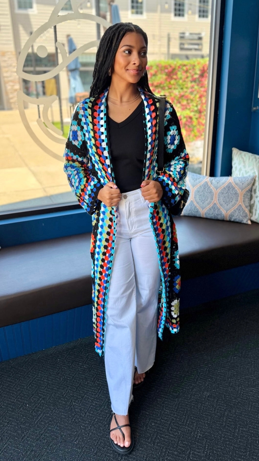 Zoe Crochet Cardigan - Black Multi