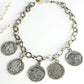 Matte Silver Coin Chain Link Necklace