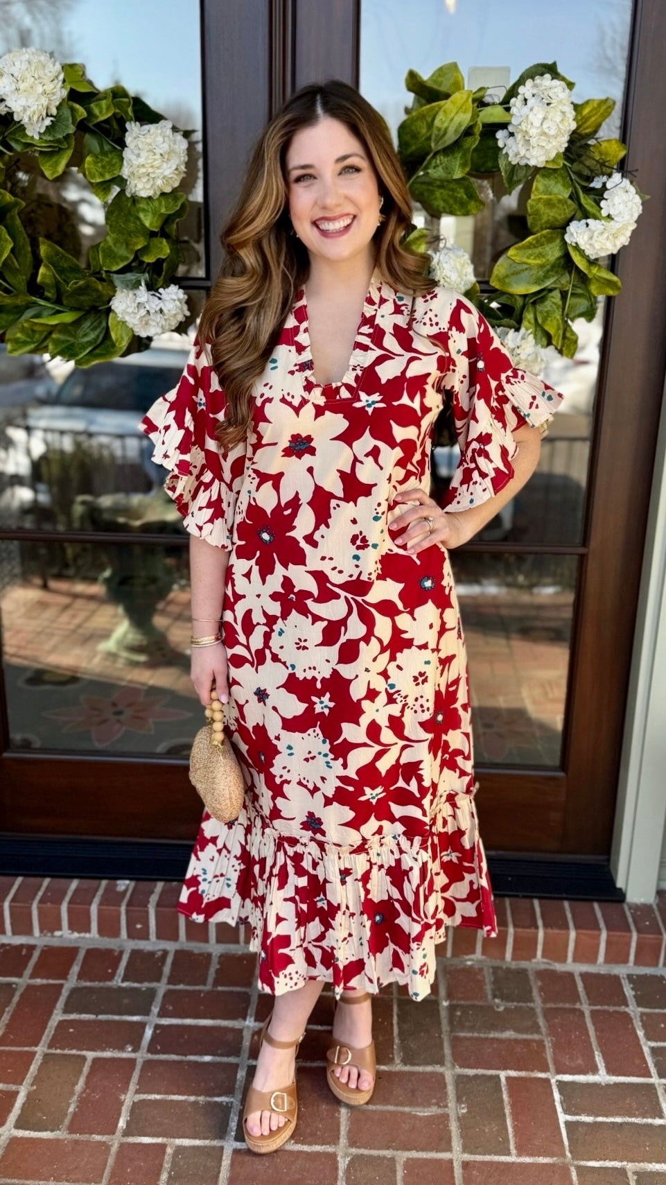 Soleil Floral Dress - Red