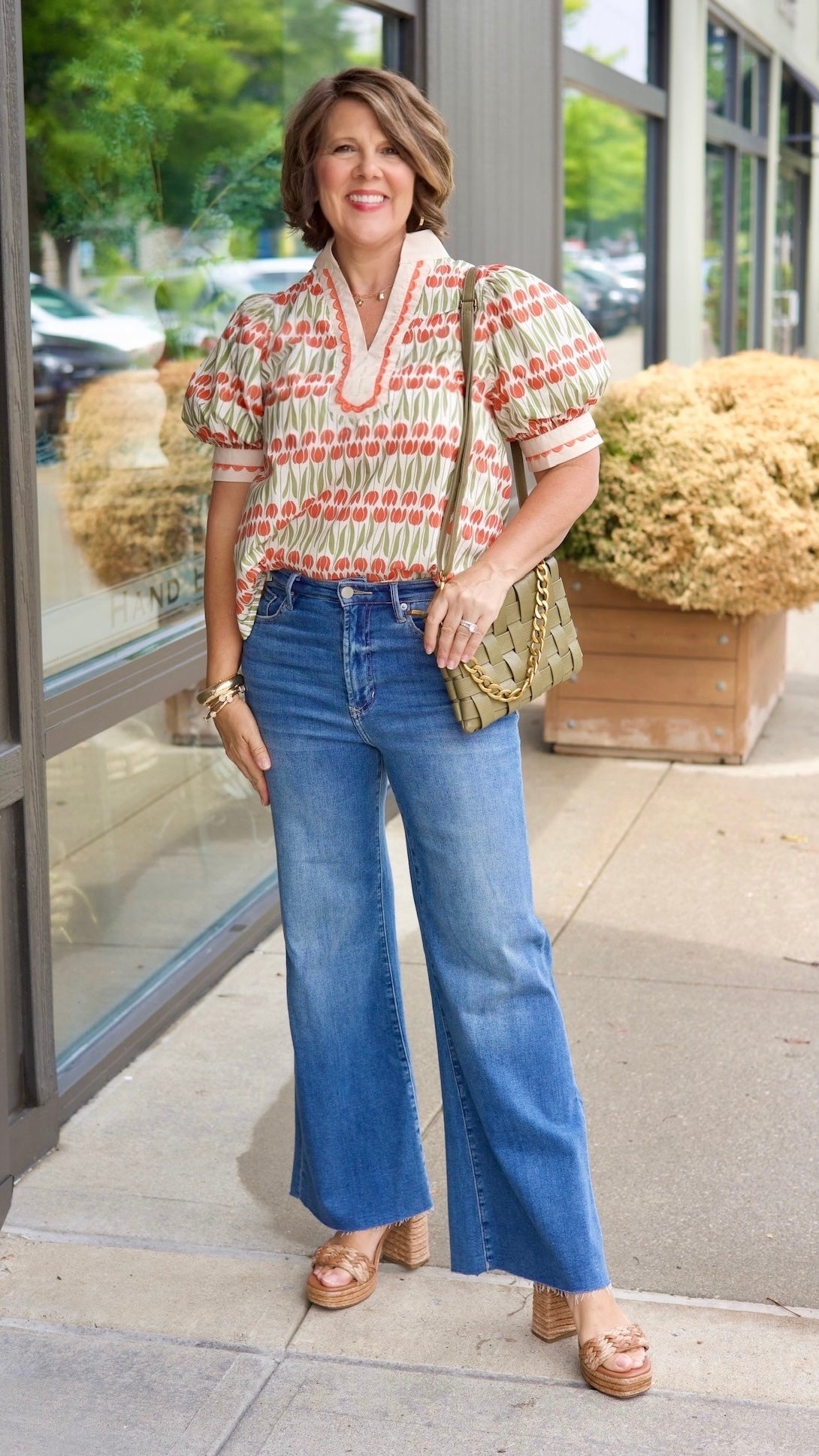 Sara Tulip V Neck Top - Ecru