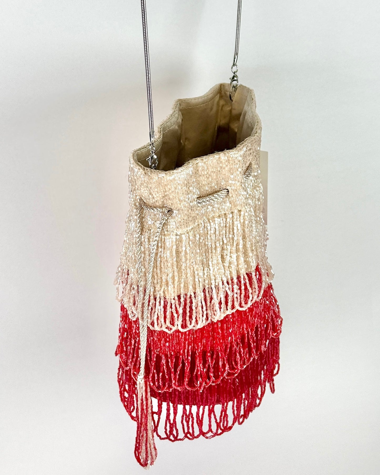 Red/Pink Beaded Ombre Bag