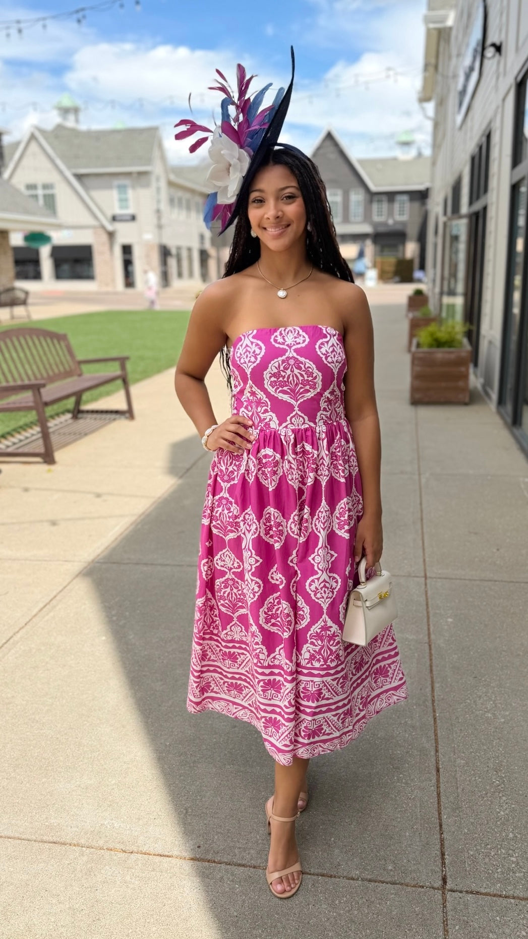 Lola Abstract Dress - Magenta