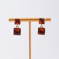 Crystal Double Drop Earrings - Brown