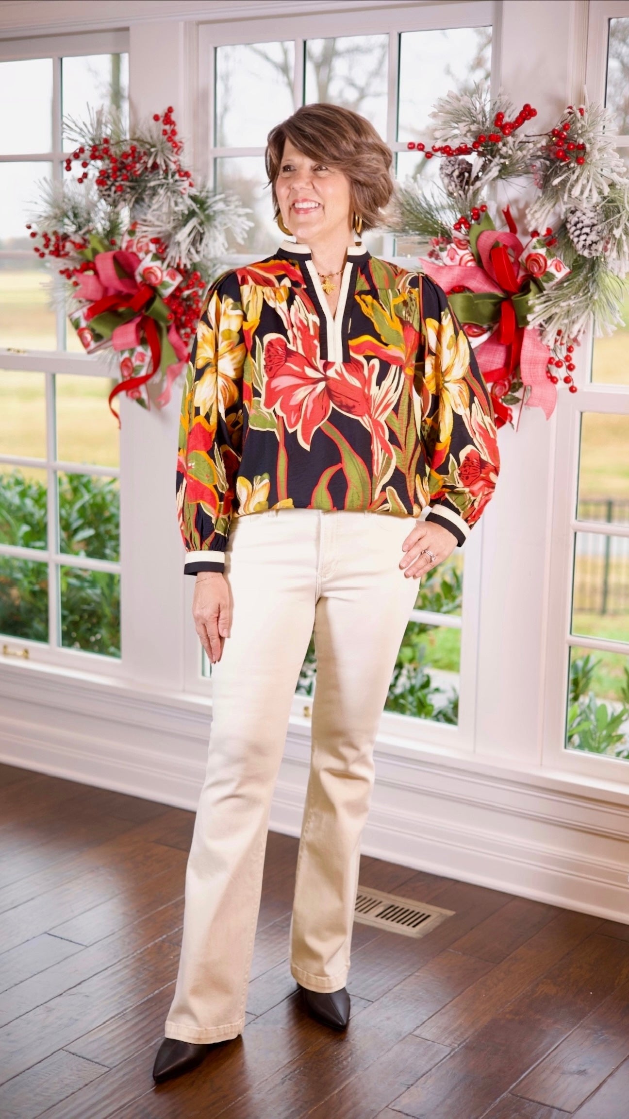 Bethany Black Floral Top