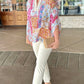Dolman Sleeve Mixed Print Top - Blue