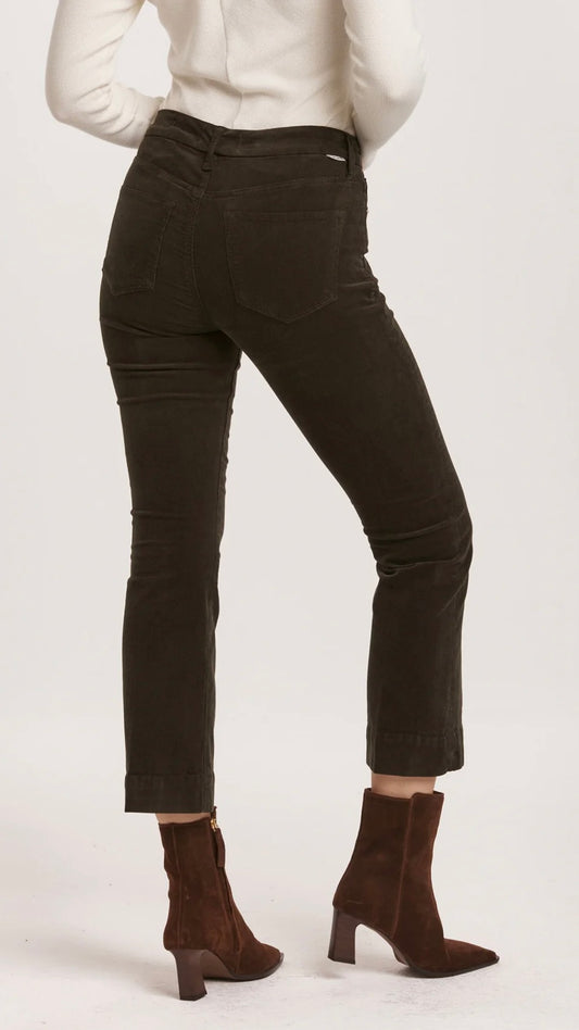 Dear John Jeanne Crop Microflare Corduroy - Forest Pine