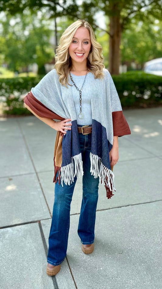 Colorblock Fringe Wrap