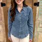 Dear John Delilah Denim Snap Button Top