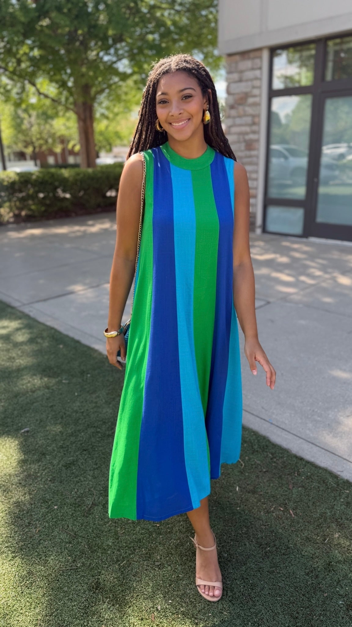 Sloane Colorblock Dress - Green/Royal