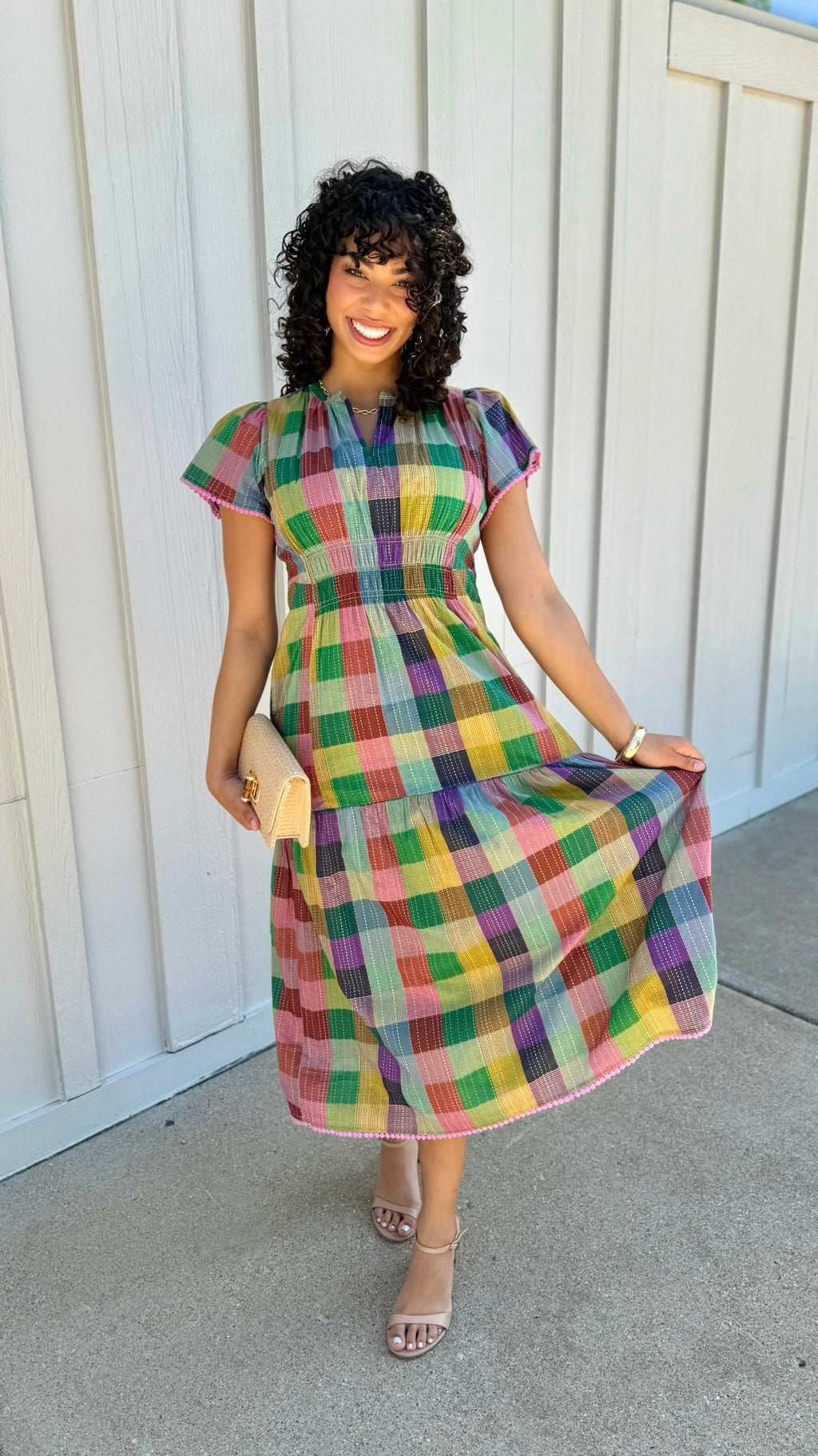 Uncle Frank Shirred Front Dress - Plaid