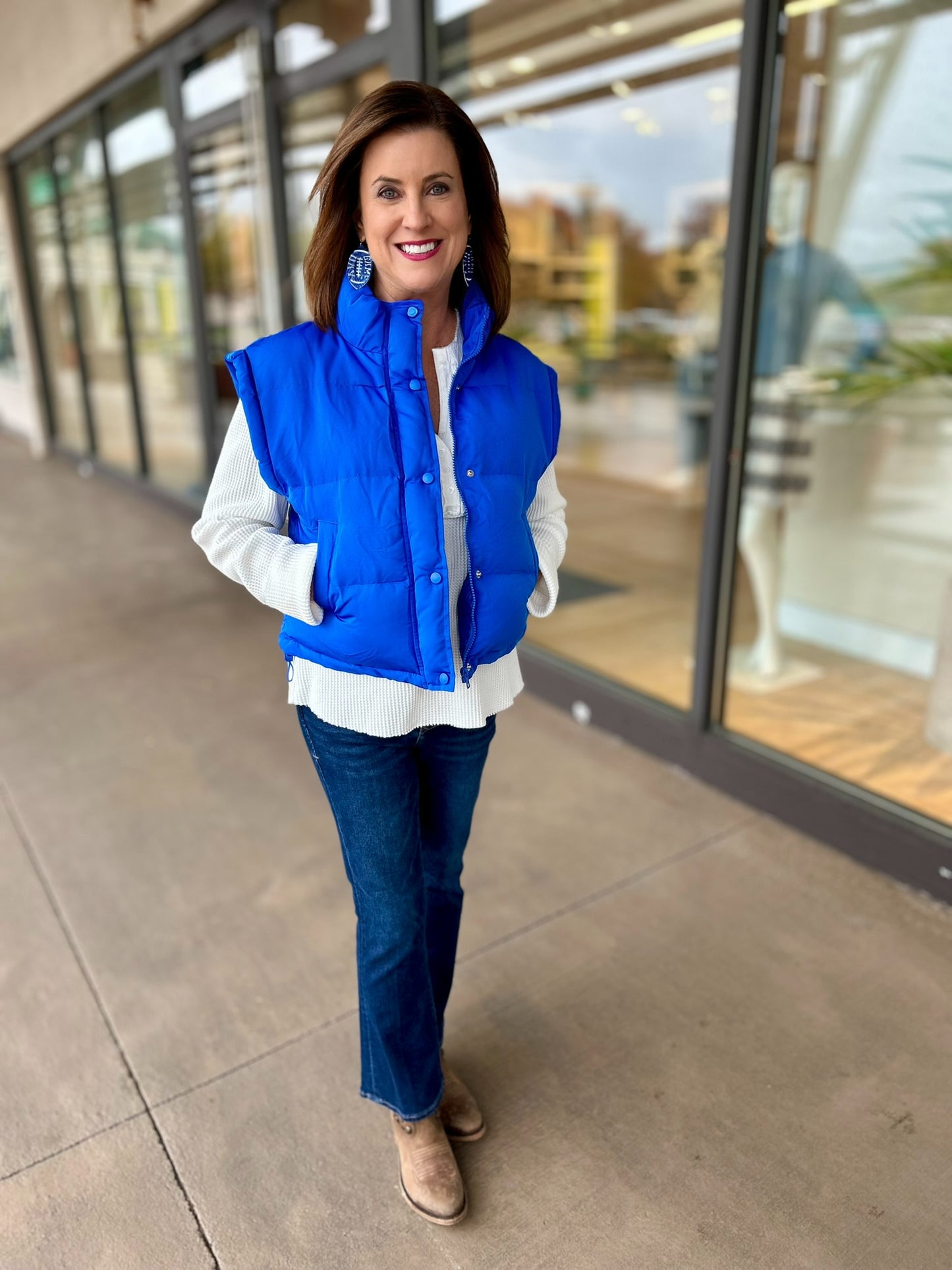 Cecile Puffer Vest - Royal Blue