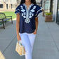 Addison Flutter Sleeve Top - Navy