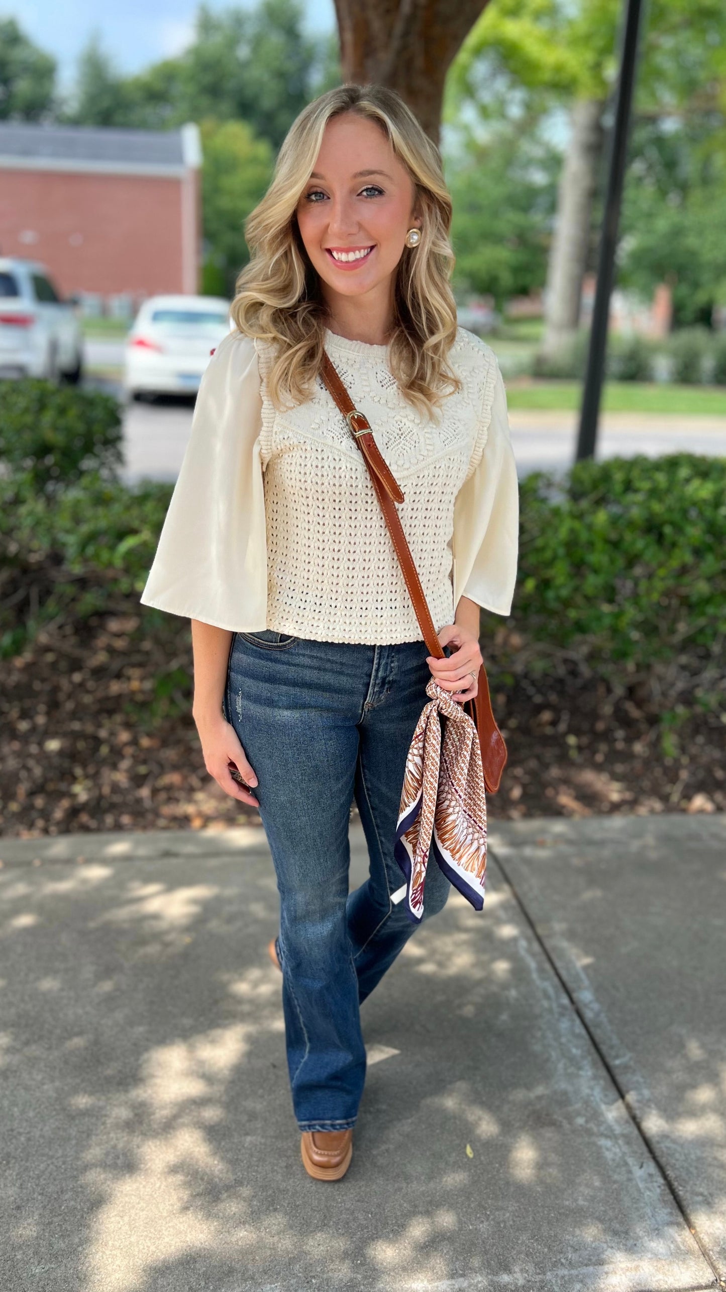 Another Love Crochet Drape Sleeve Sweater - Cream