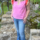 Colorblock Flutter Sleeve Top - Pink