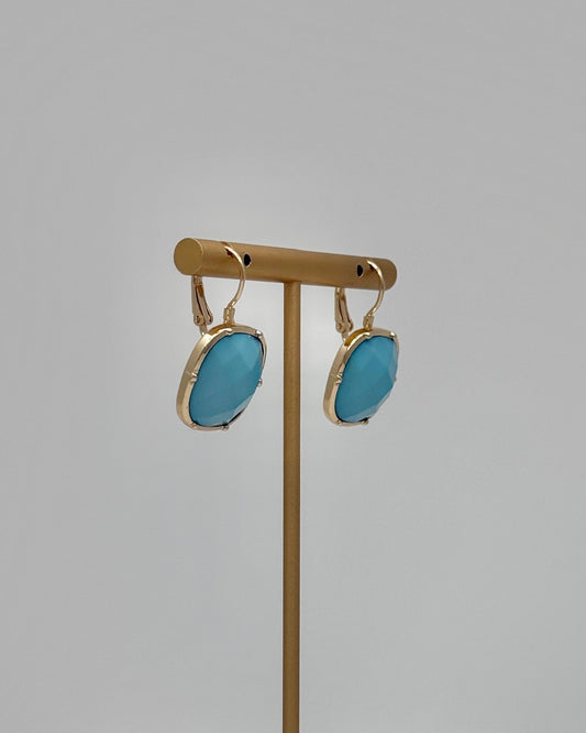 Faceted Stone Earrings - Turquoise
