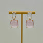 Clear & Pink Crystal Square Drop Earrings