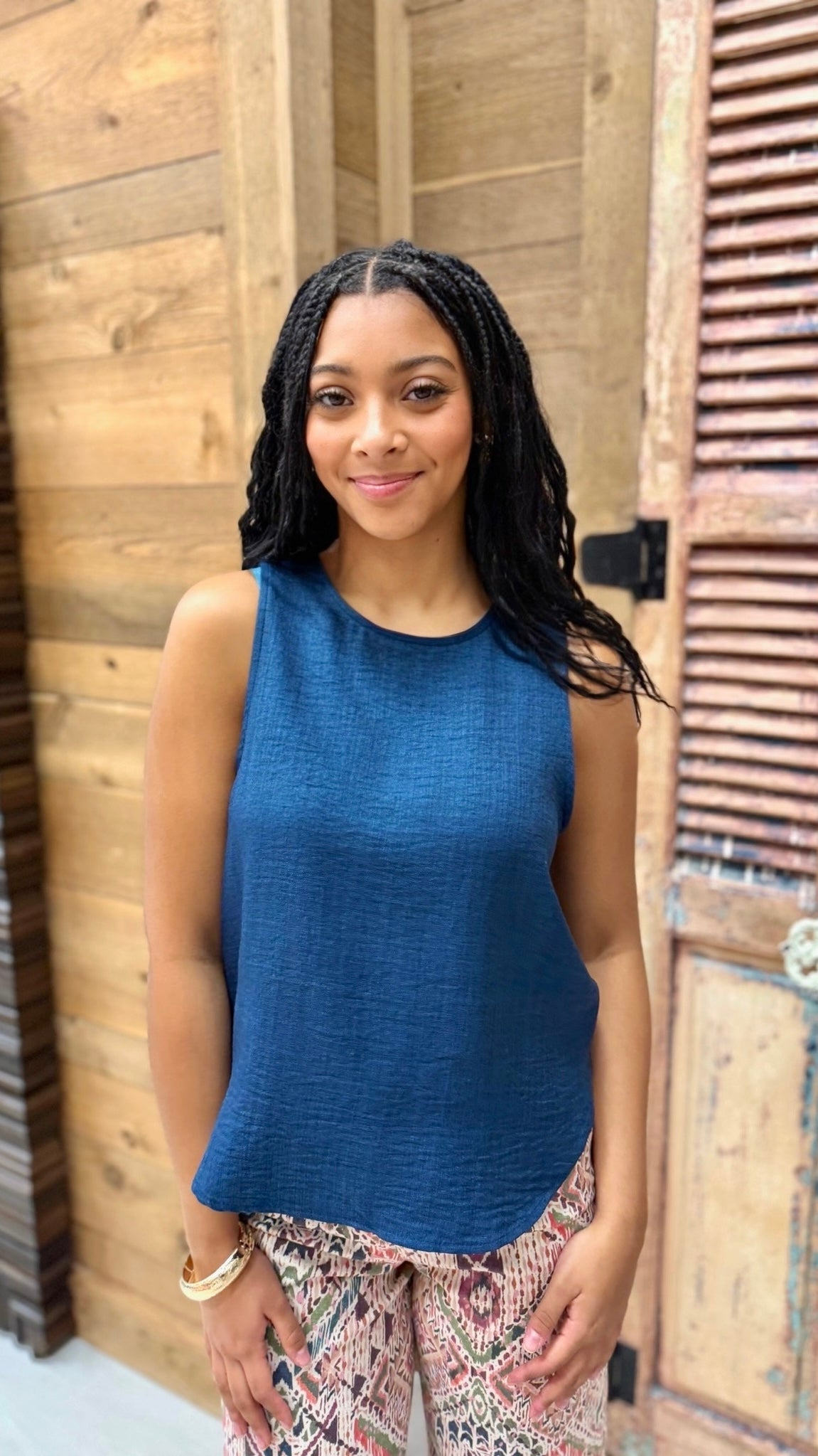 Joyce Sleeveless Top - Navy