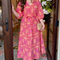 Ivy Jane Midi Tiered Dress -  Fuchsia